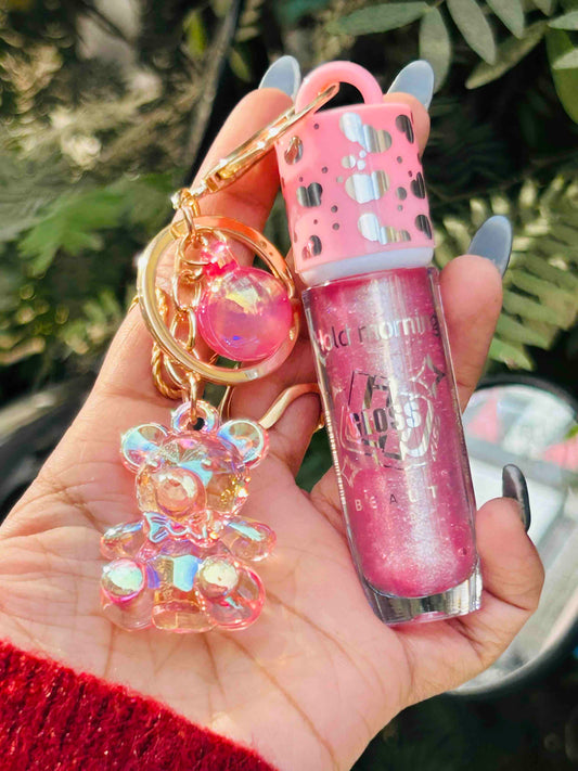 Kawaii Teddy Keychain Lip Gloss
