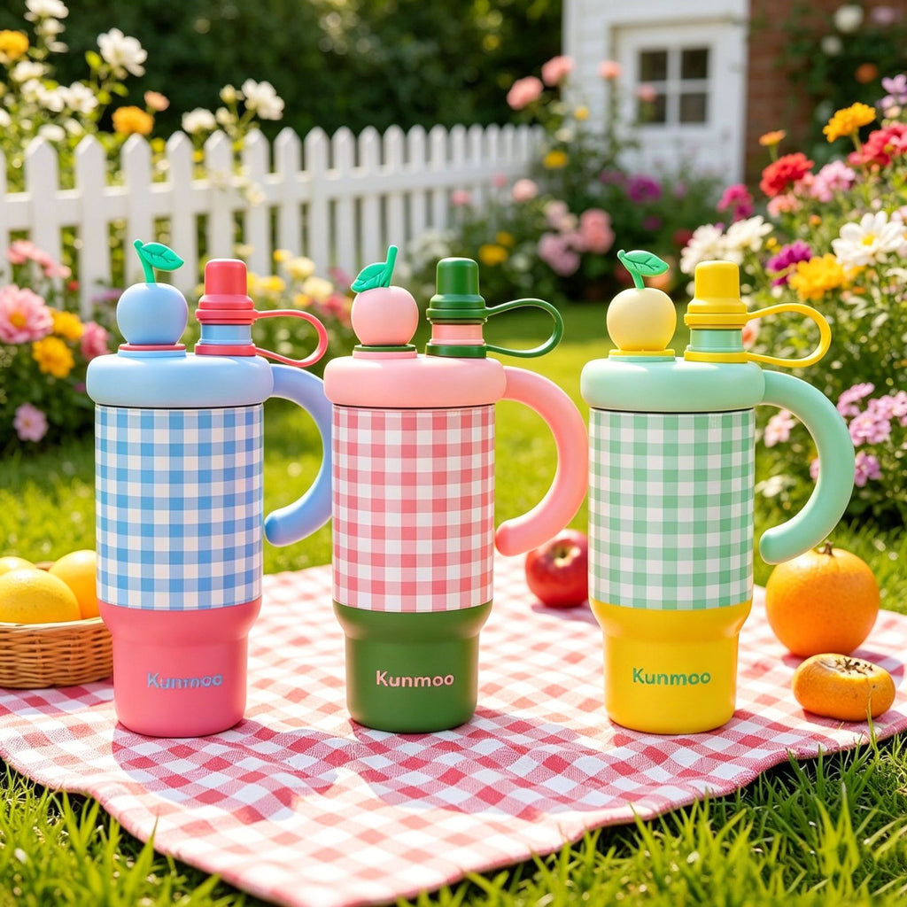 Gingham Cherry Mug Tumbler(800ml)
