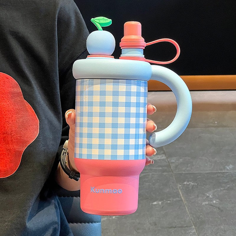 Gingham Cherry Mug Tumbler(800ml)