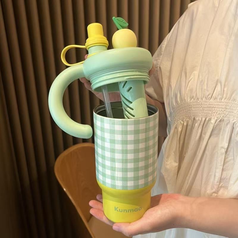 Gingham Cherry Mug Tumbler(800ml)