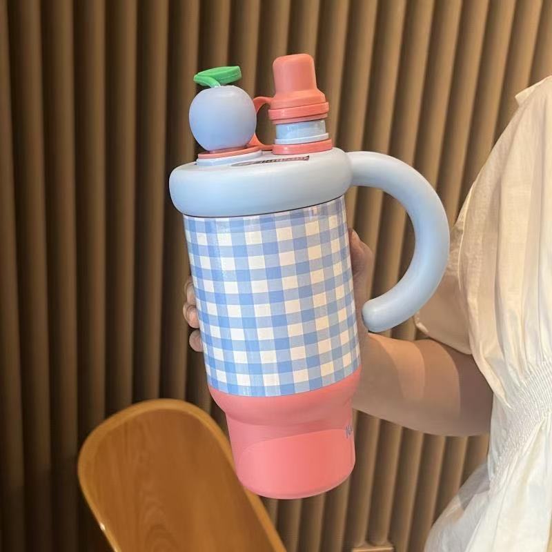 Gingham Cherry Mug Tumbler(800ml)