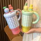 Gingham Cherry Mug Tumbler(800ml)