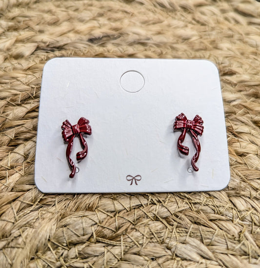 Red Bow Medium Earrings