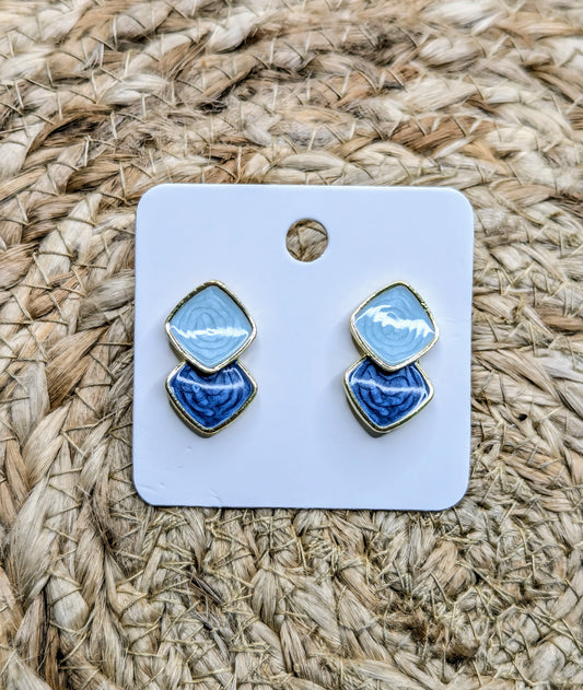 Earrings Blue/Gray Square