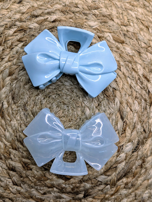 Big Transparent Blue Bow Hair Claw