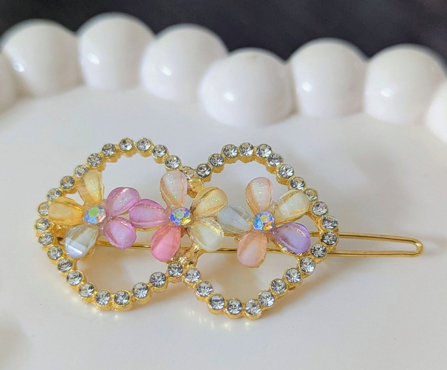 Double square rhinestone hair pin