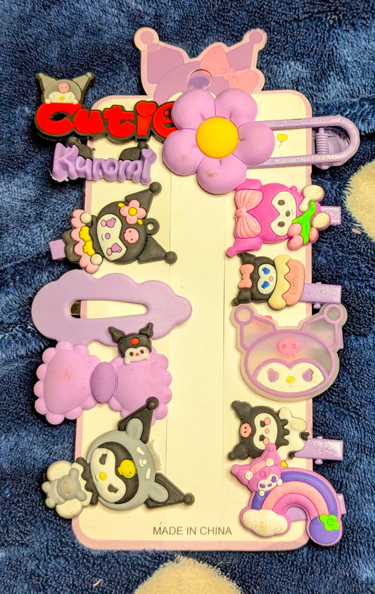 Kuromi Themed Hair Clips (Set of 12)