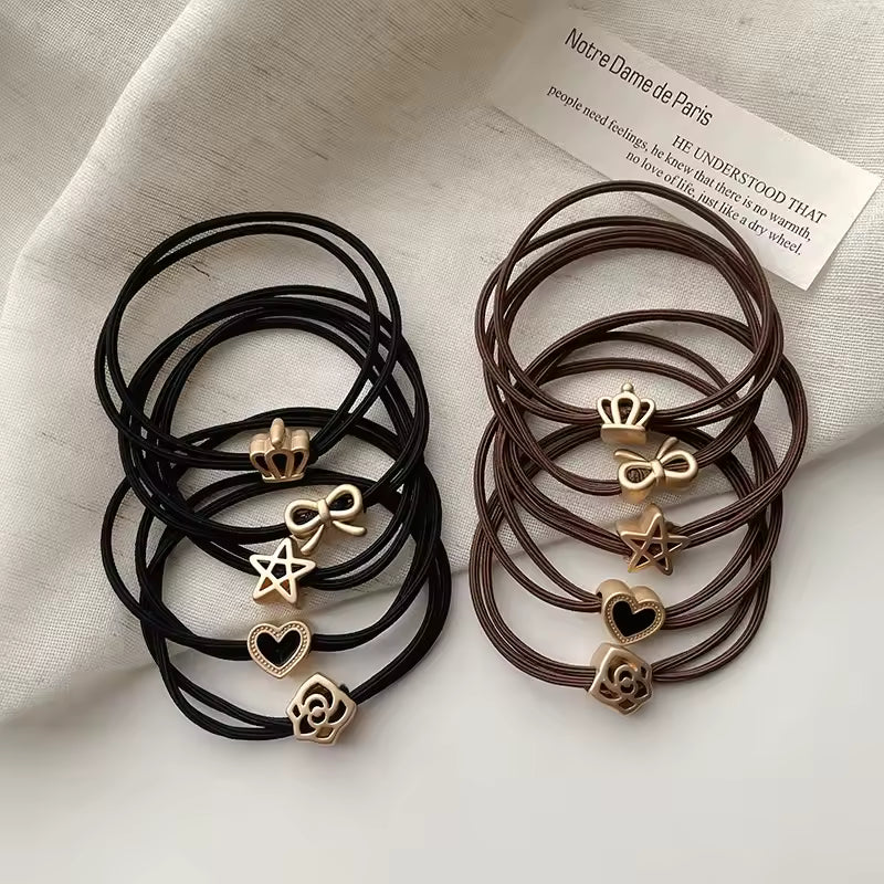 Alloy Ornament Elastic Hair Ties (Set of 5)