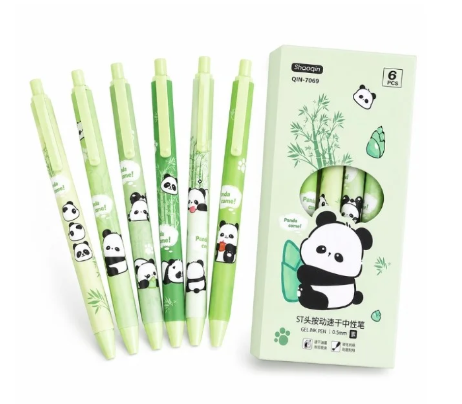 Panda Gel Ink Pen Set of 6