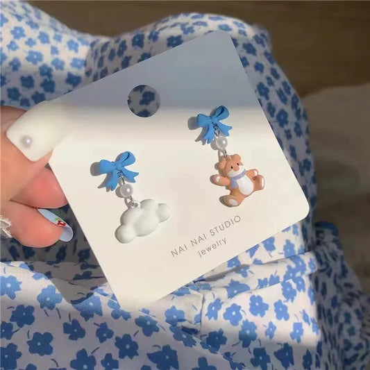 Mismatched Earrings Cloud/Bear