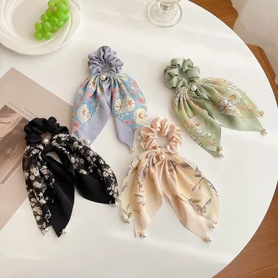 Korean Style Summer Fresh Bow With Pearl Hair Tie (1 Pc)