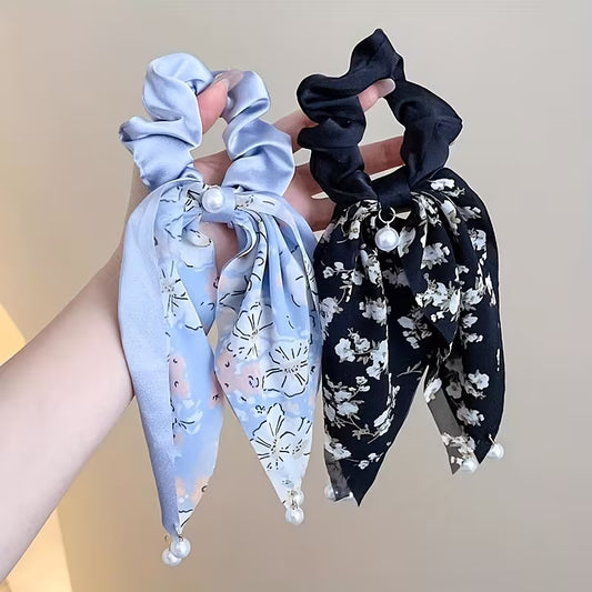 Korean Style Summer Fresh Bow With Pearl Hair Tie (1 Pc)