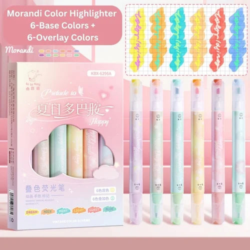 Dual Side Morandi Colour Highlighter Pen Set (6-Pen)