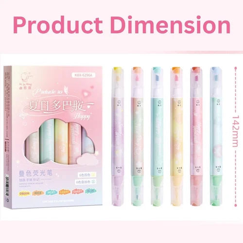 Dual Side Morandi Colour Highlighter Pen Set (6-Pen)
