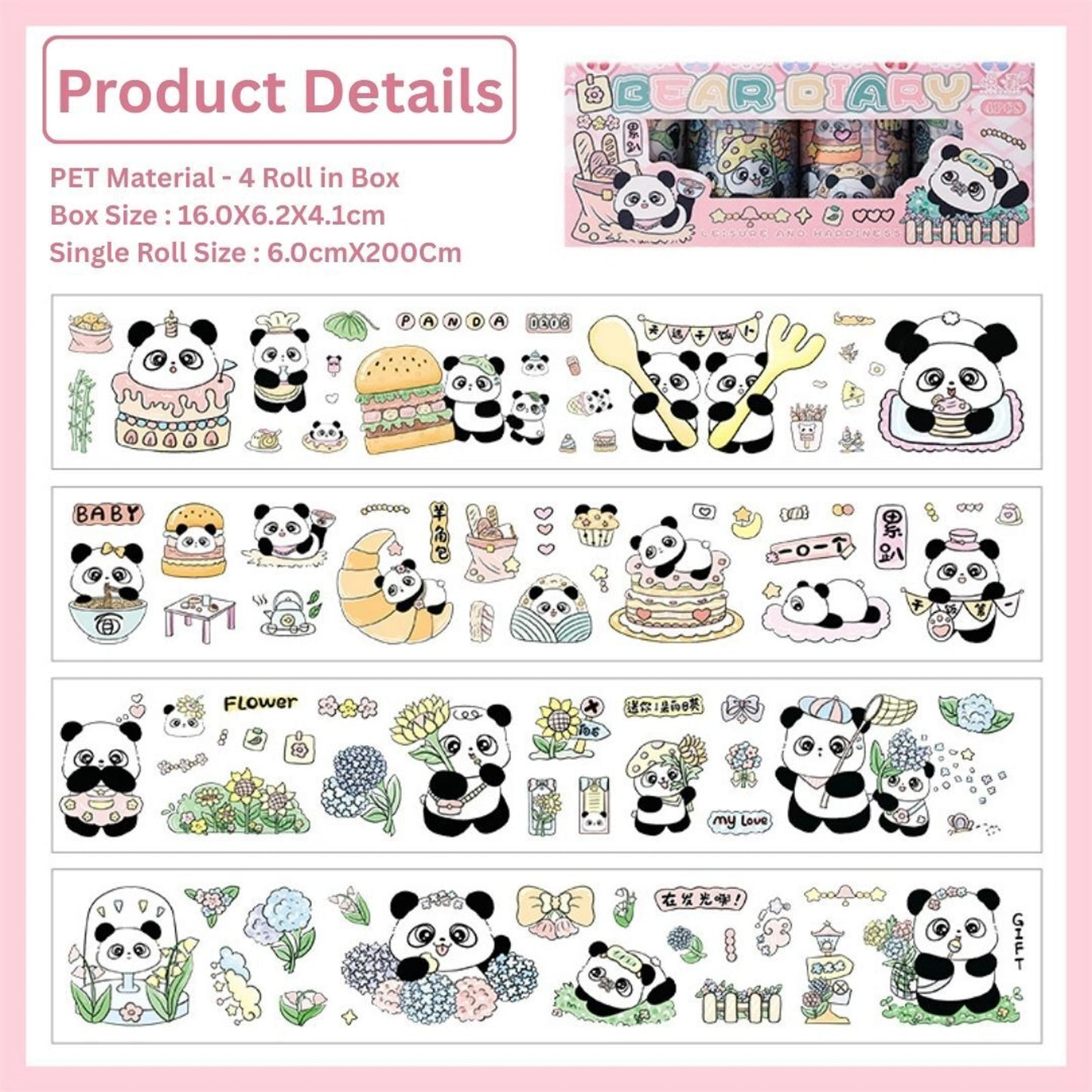 Panda Themed Roll Stickers