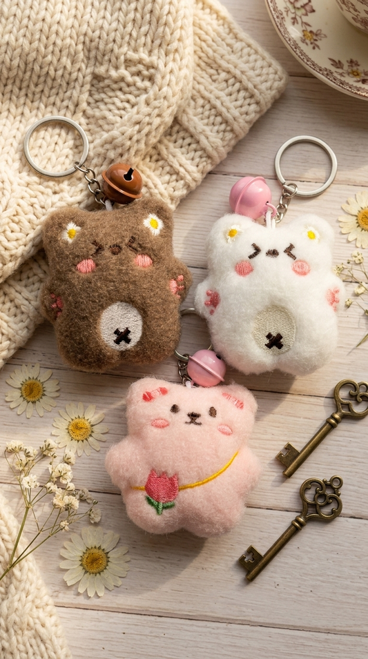 Mini Plushies Keychain with Bell (1 Pc)
