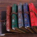 Retro Wheel Leather Binder Diary