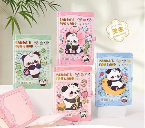 Cute Panda Theme Hardbound Notebook with Lock Flap