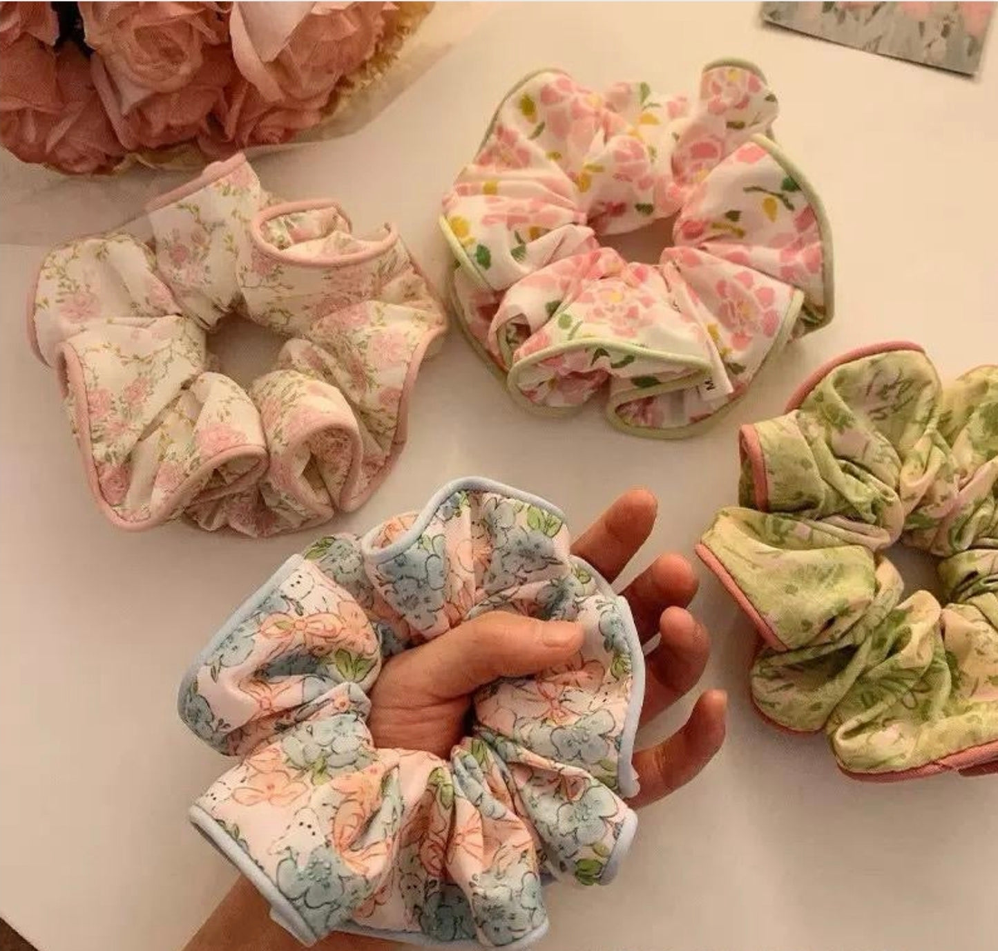 Floral Fabric Hair Scrunchie