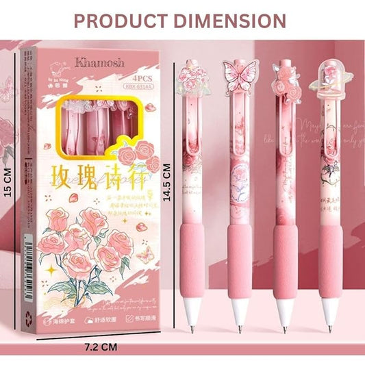 Rose Theme Gel Pen Set of 4
