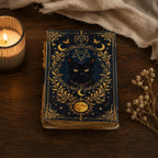 Mystical Black Cat Moon Leather Journal