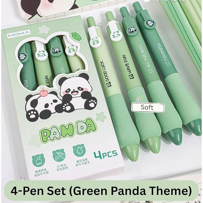 Green Panda Pen Set 4 Pcs