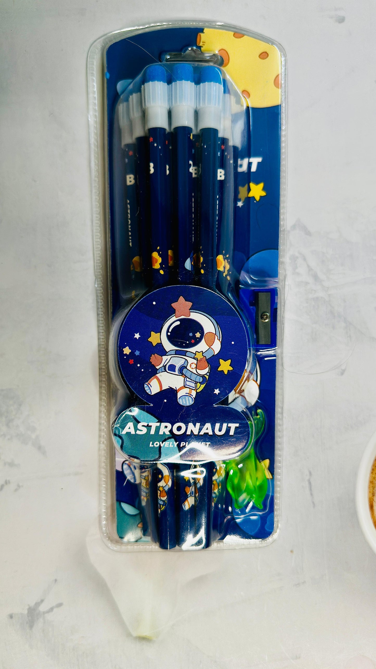 Pencil Stationery Set | 12 HB Pencils, Sharpener, Eraser & Pencil Cap
