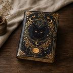Mystical Black Cat Moon Leather Journal