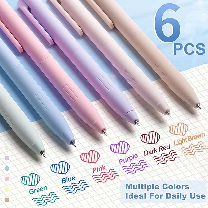 Morandi 6-Piece Pastel Colour Gel Pen Set